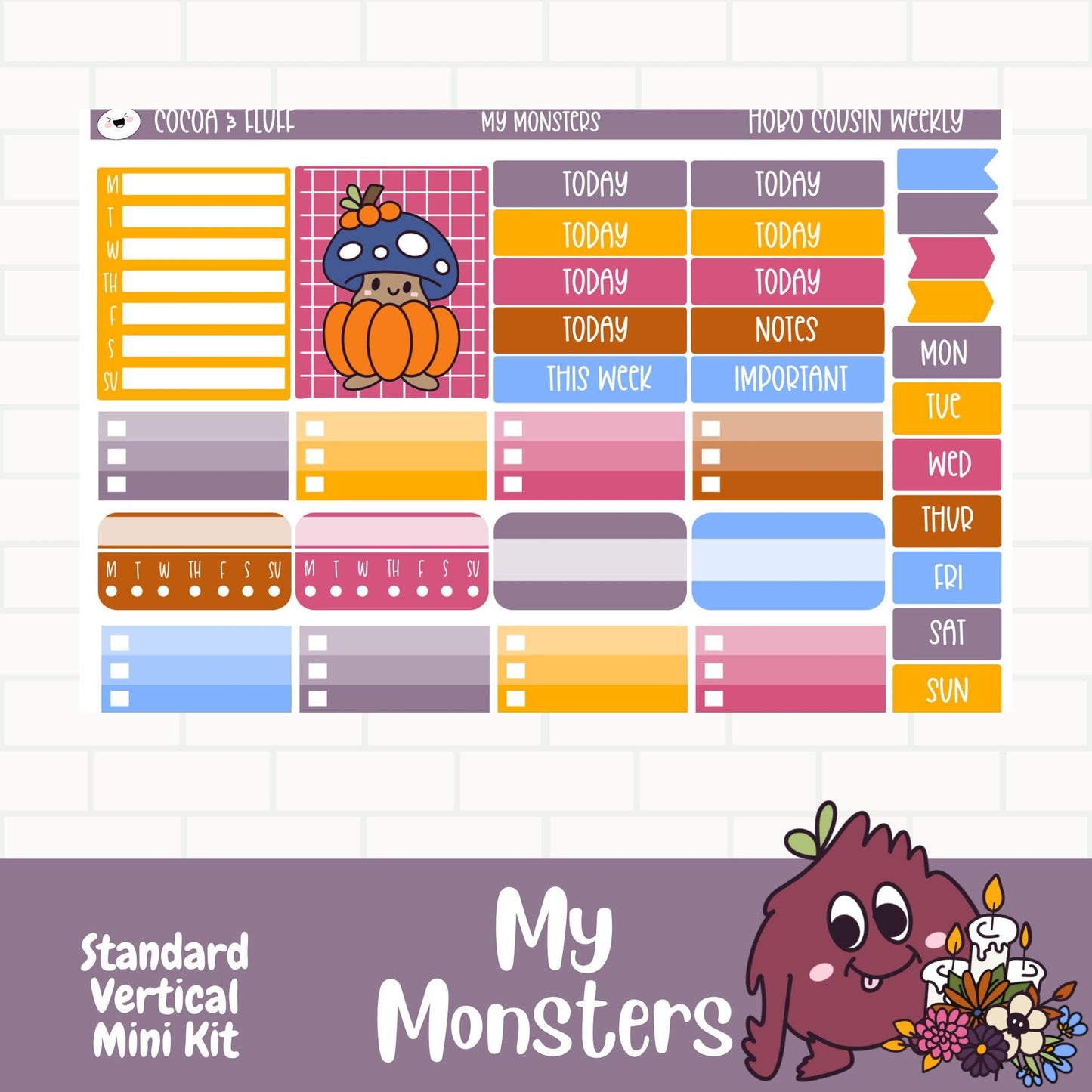 My Monsters Standard Vertical Weekly Sticker Kit