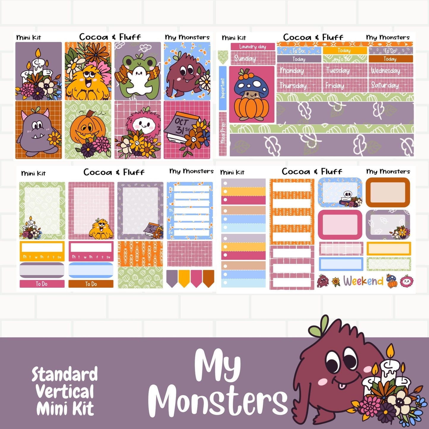 My Monsters Standard Vertical Weekly Sticker Kit