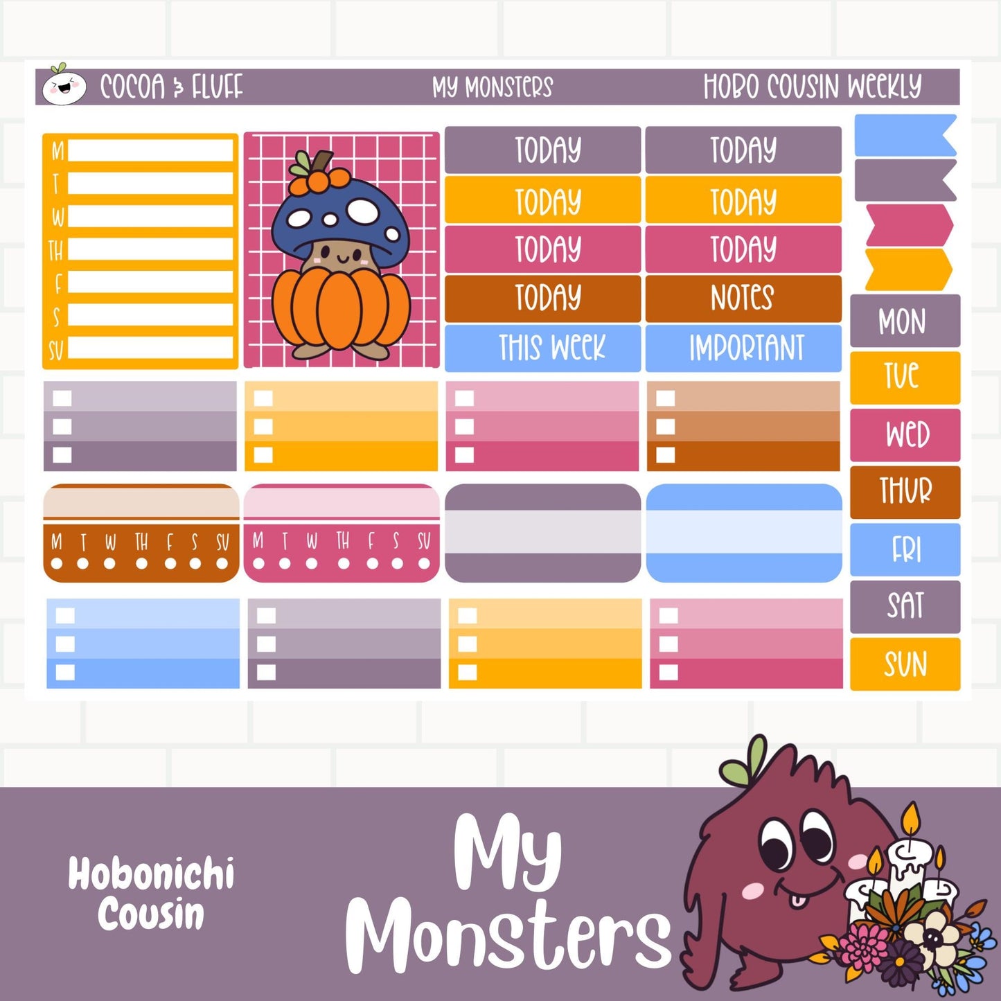 My Monsters Hobo Cousin Weekly Sticker Kit