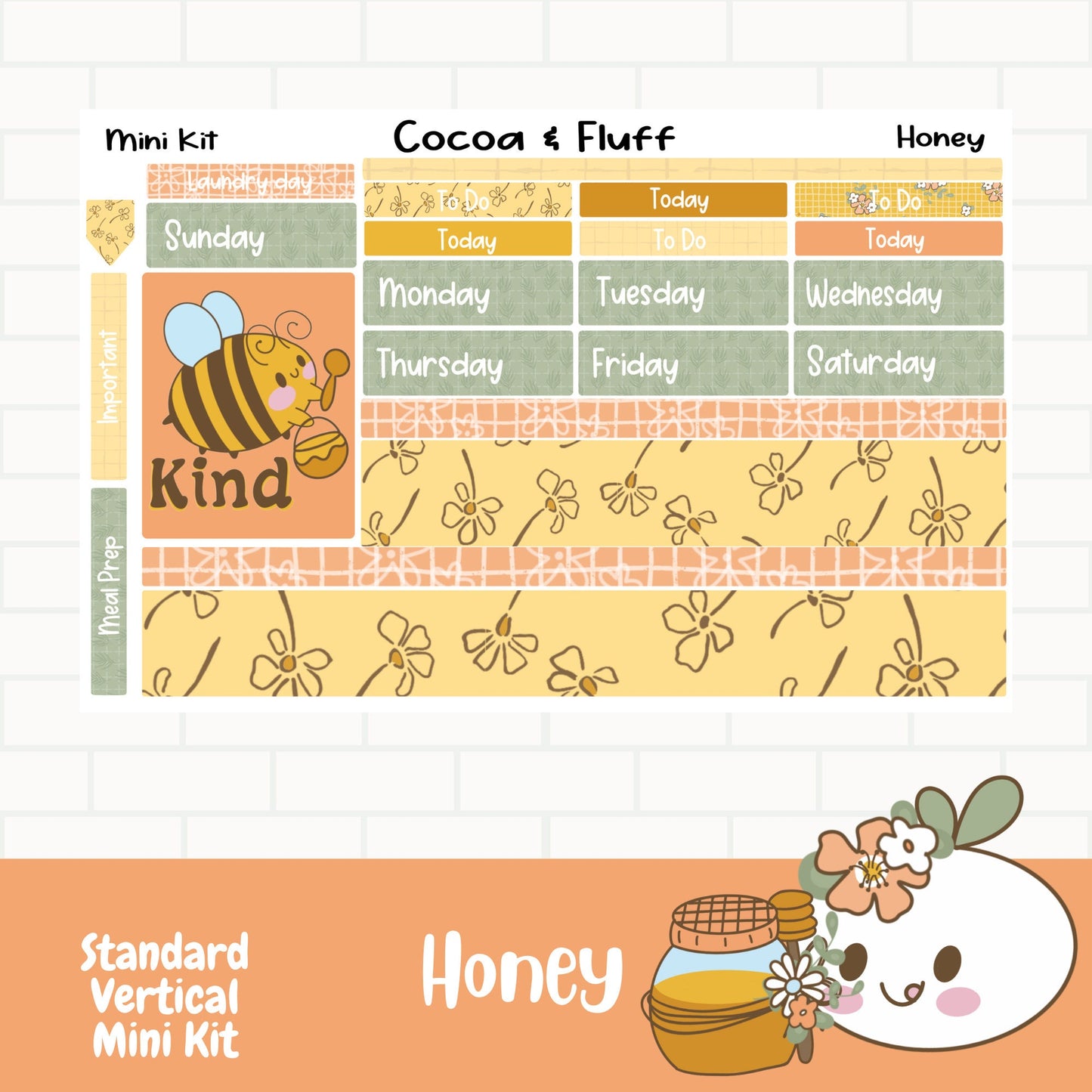 Honey Planner Standard Vertical Weekly Sticker Kit