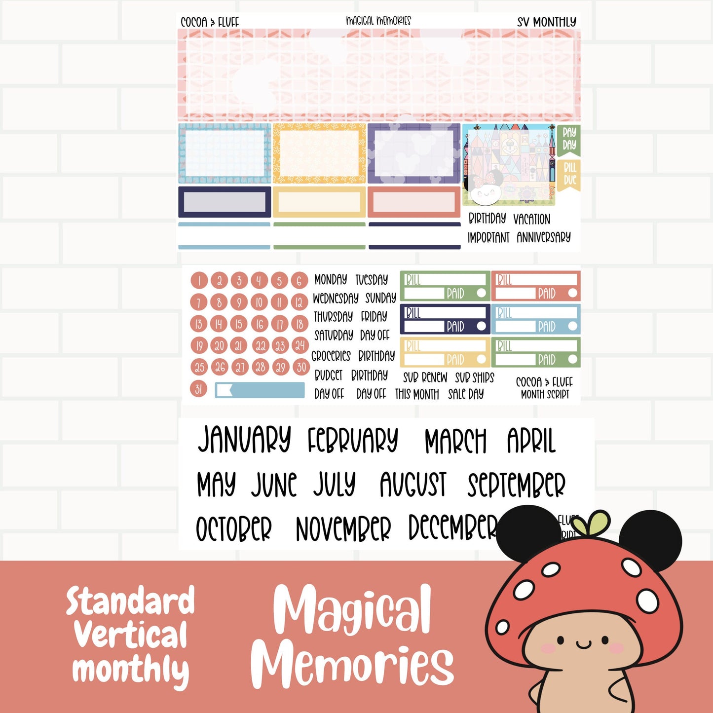 Magical Memories Standard Vertical Monthly Sticker Kit