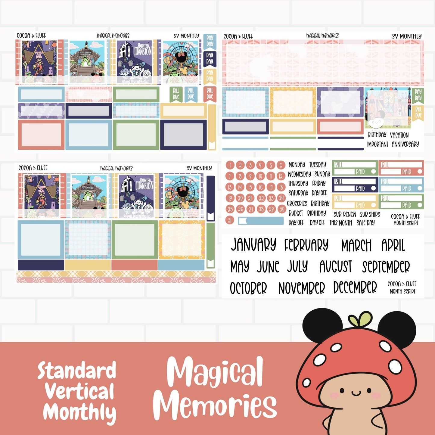 Magical Memories Standard Vertical Monthly Sticker Kit