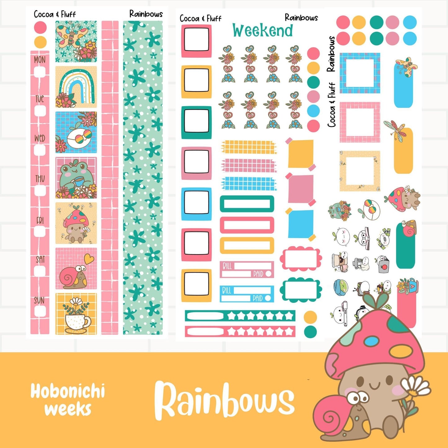 Rainbows Hobonichi Weeks Sticker Kit
