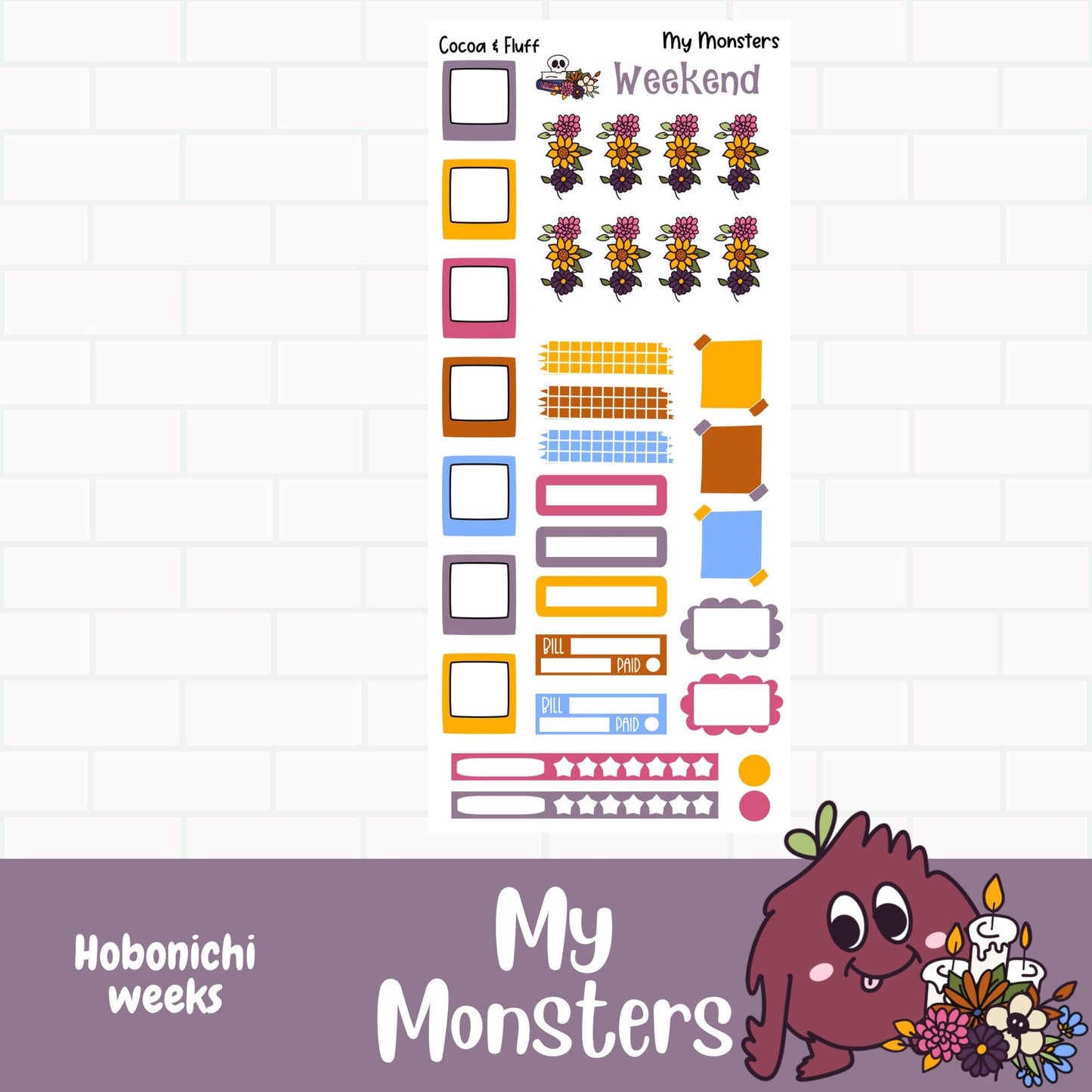 My Monsters Hobonichi Weeks Sticker Kit