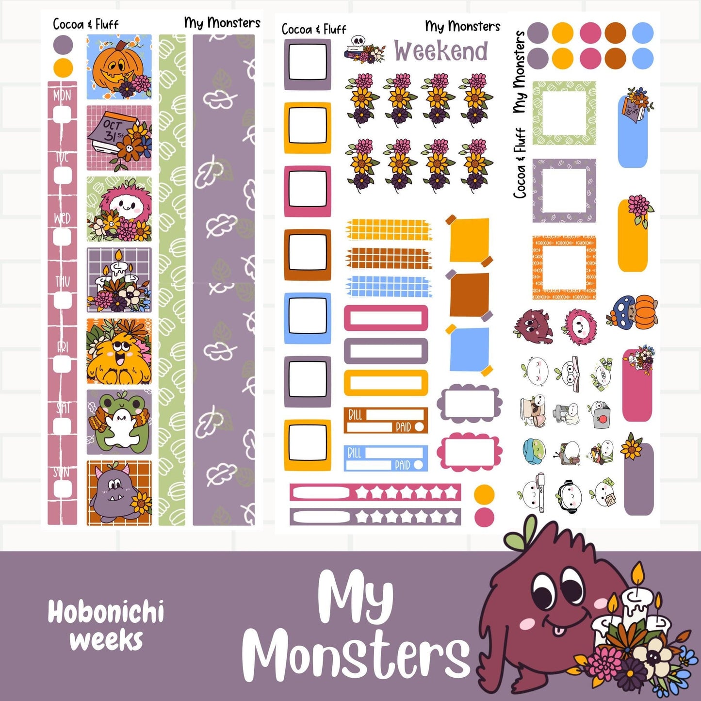 My Monsters Hobonichi Weeks Sticker Kit