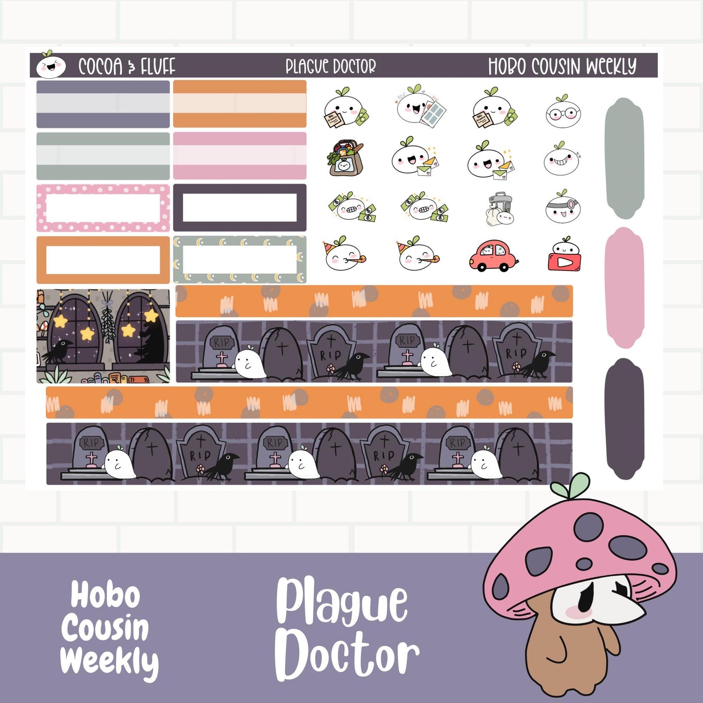 Plague Doctor Hobo Cousin Weekly Sticker Kit