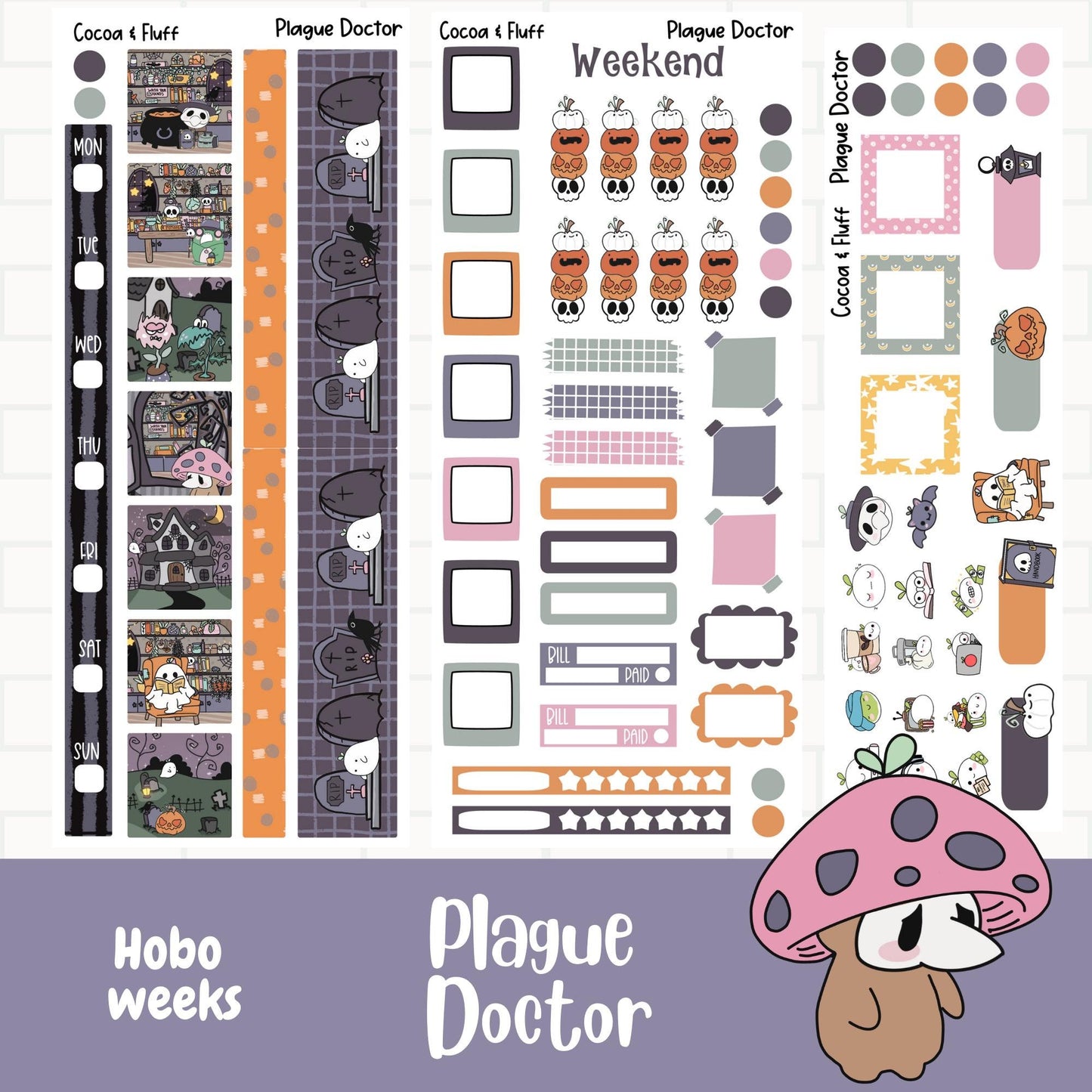 Plague Doctor Hobo Weeks Weekly Sticker Kit