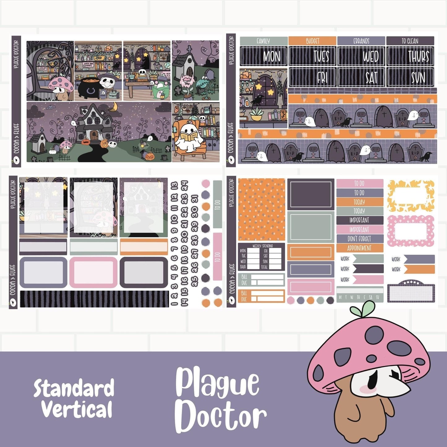 Plague Doctor Standard Vertical Weekly Sticker Kit