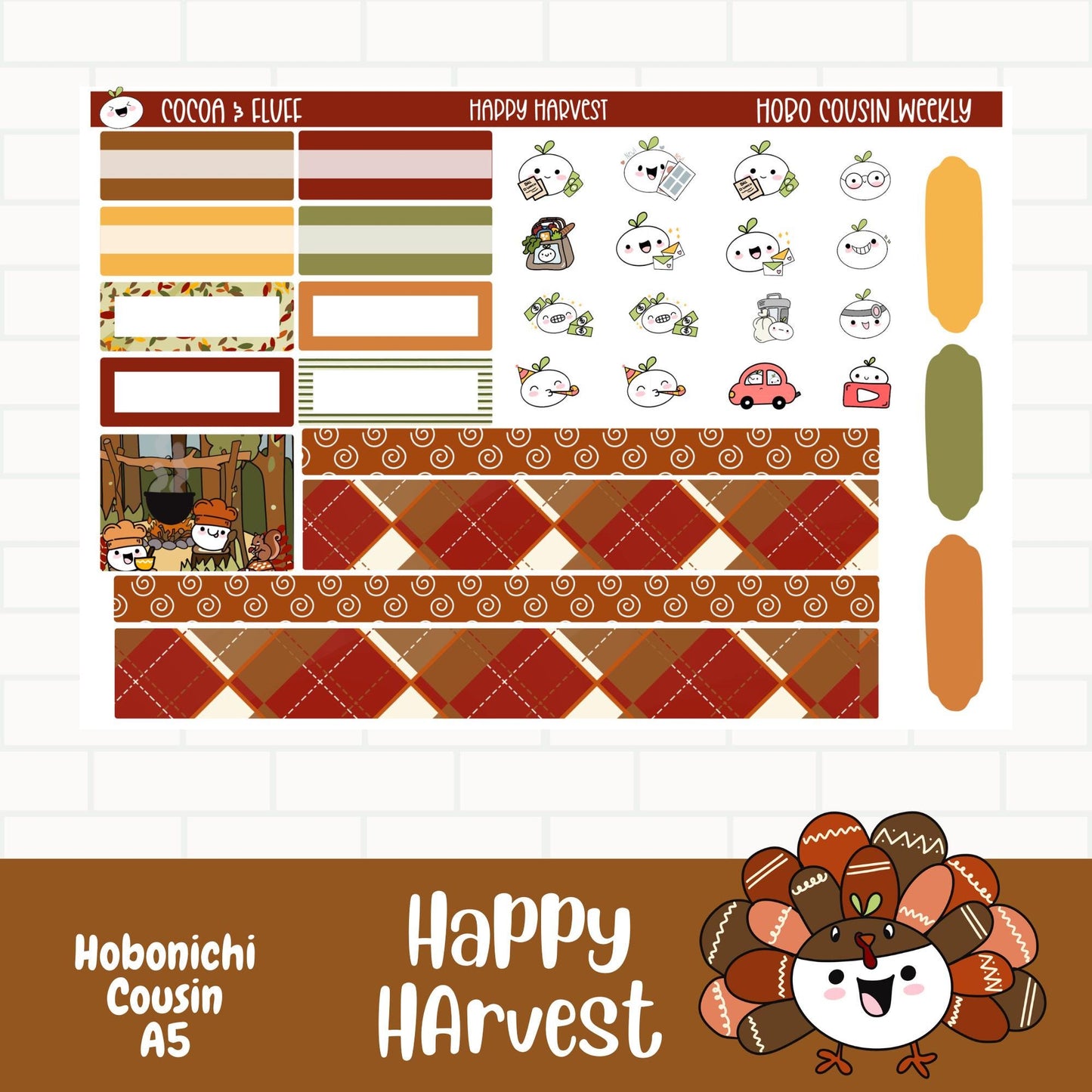 Happy Harvest Hobonichi Cousin Weekly Sticker Kit