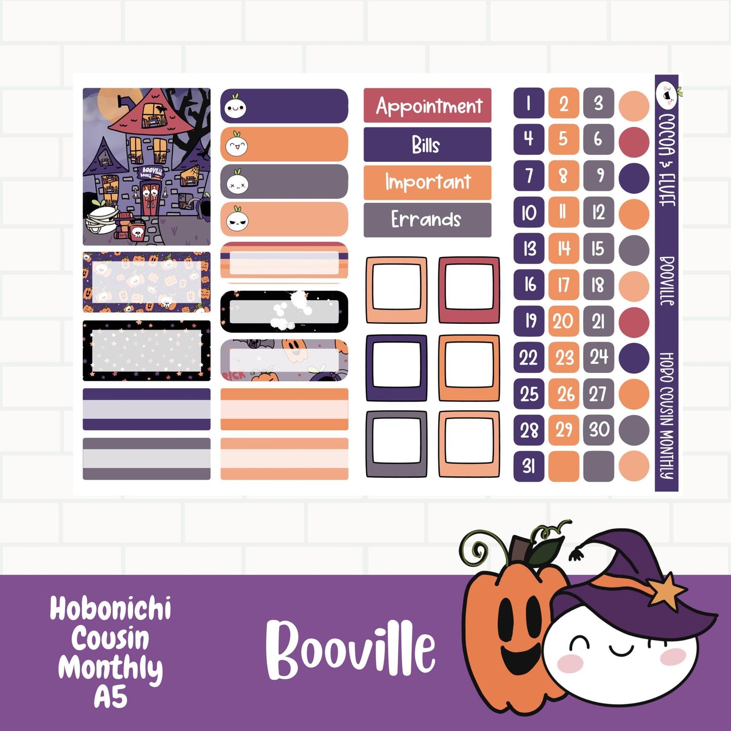 Booville Hobonichi Cousin Monthly Sticker Kit