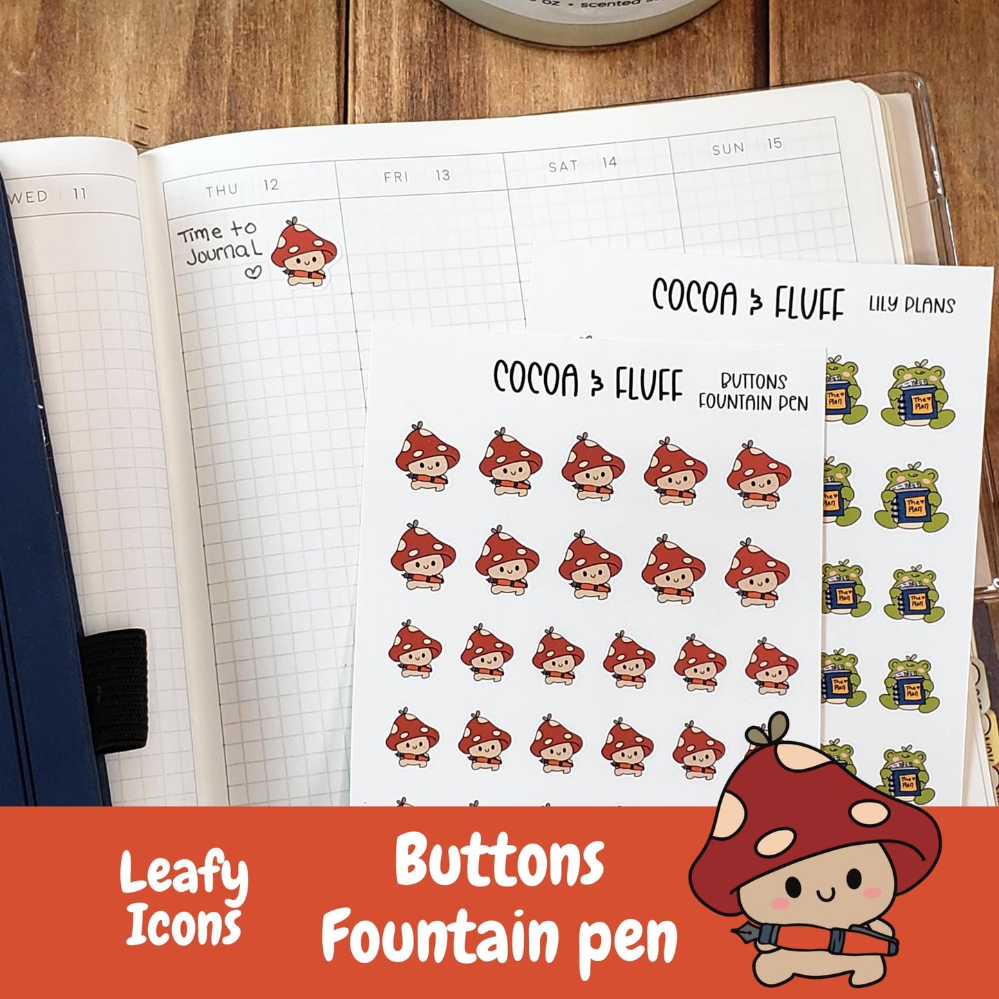 Fountain Pen Buttons Planner Icons