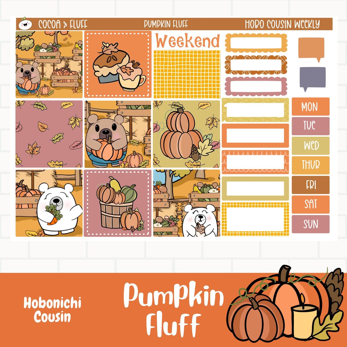 Pumpkin Fluff Hobo Cousin Weekly Sticker Kit