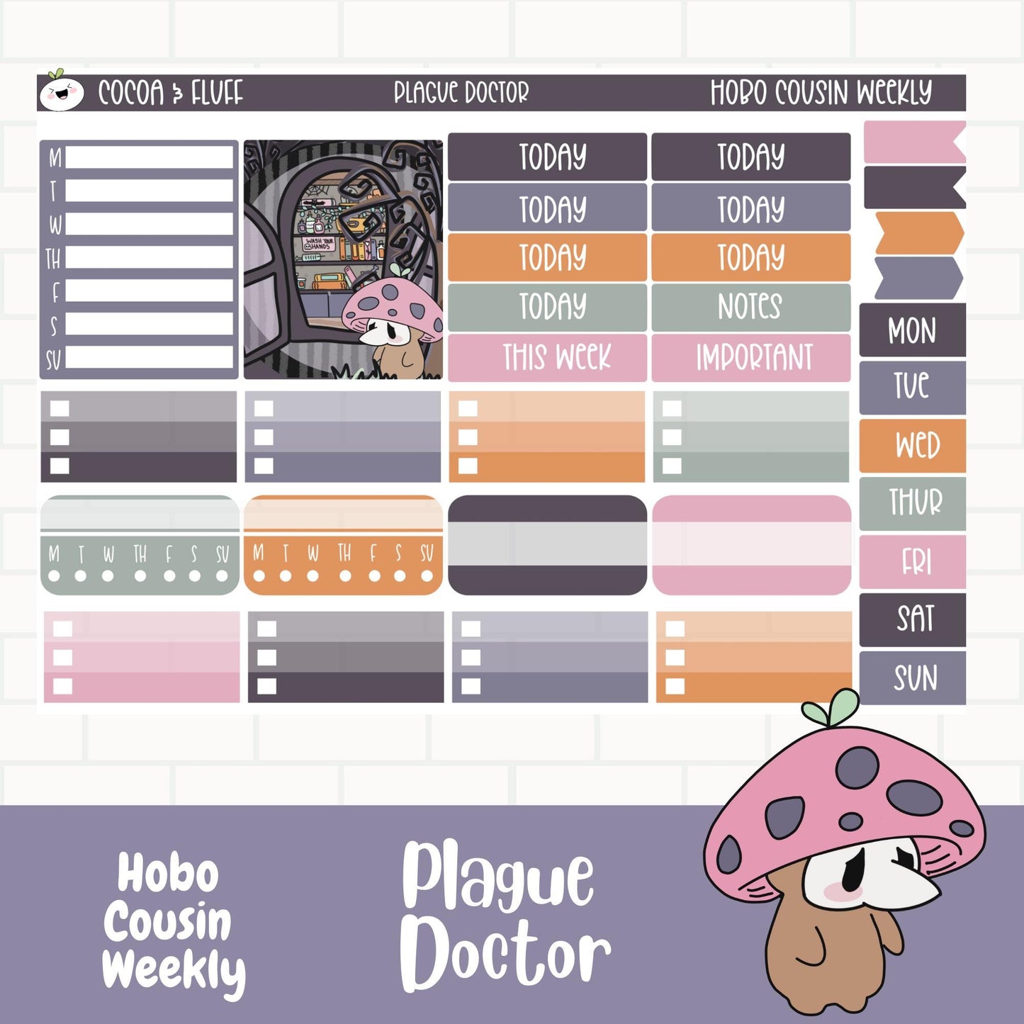 Plague Doctor Hobo Cousin Weekly Sticker Kit