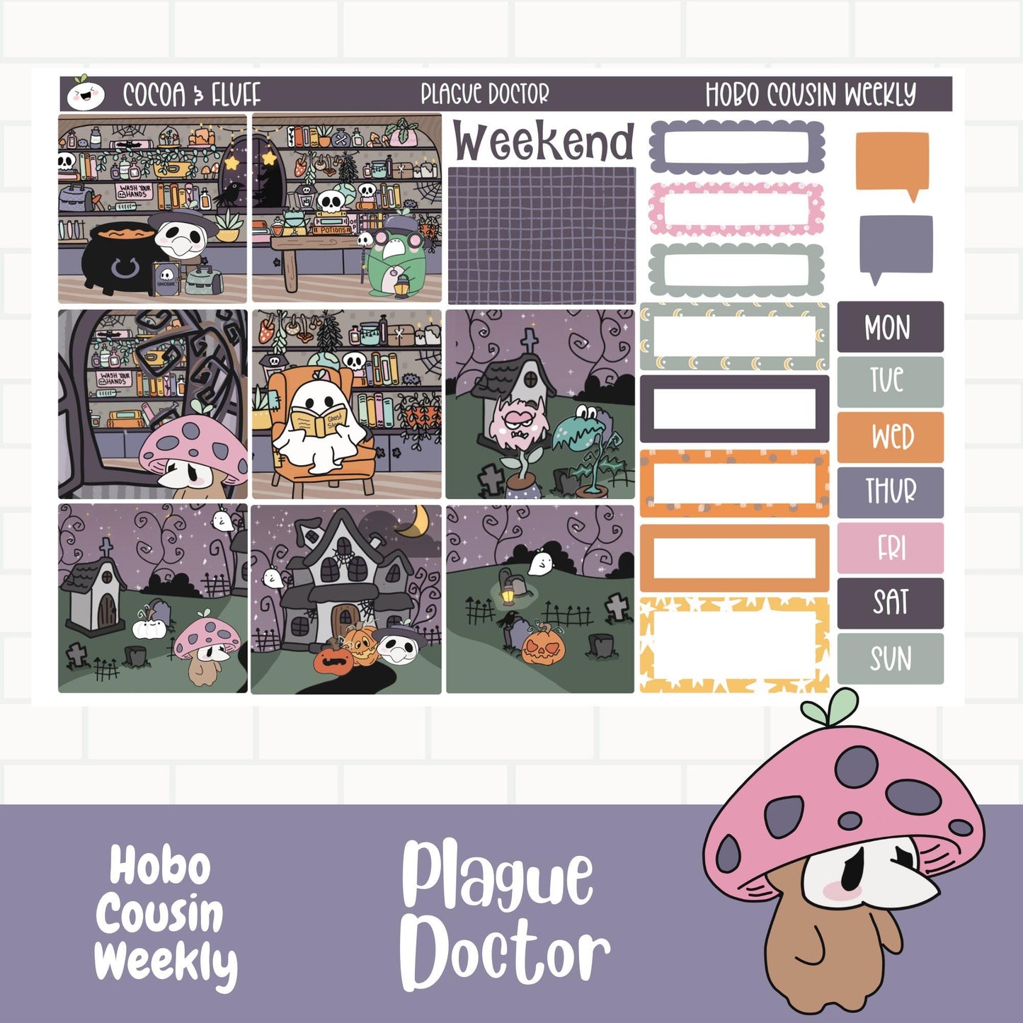 Plague Doctor Hobo Cousin Weekly Sticker Kit