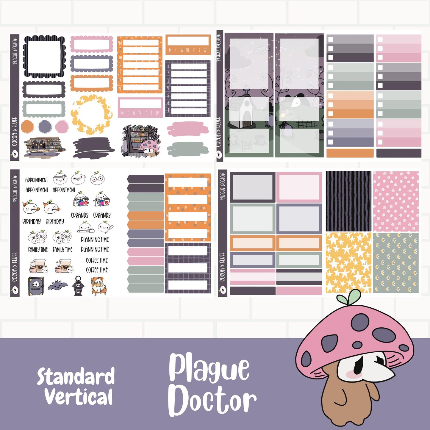 Plague Doctor Standard Vertical Weekly Sticker Kit