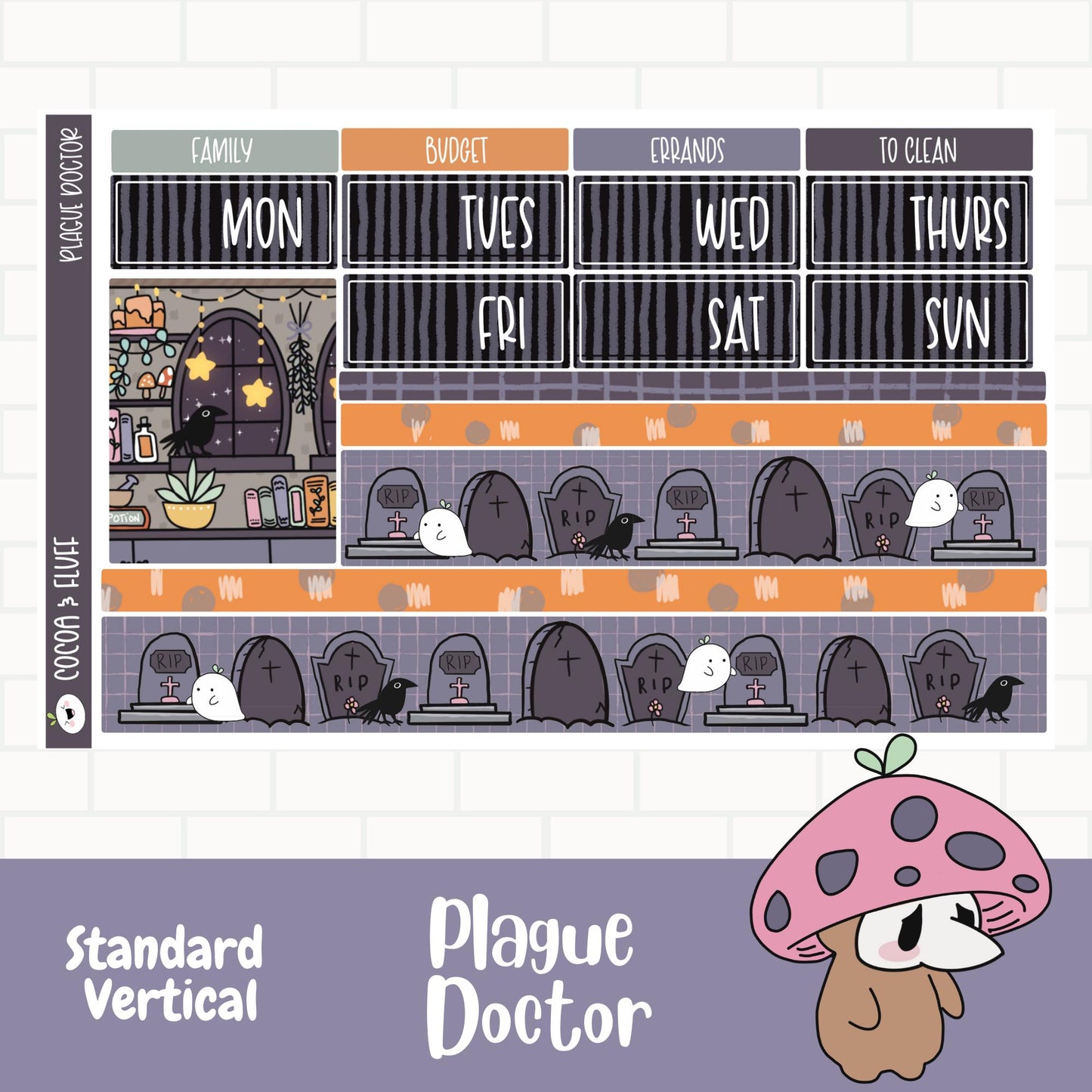Plague Doctor Standard Vertical Weekly Sticker Kit