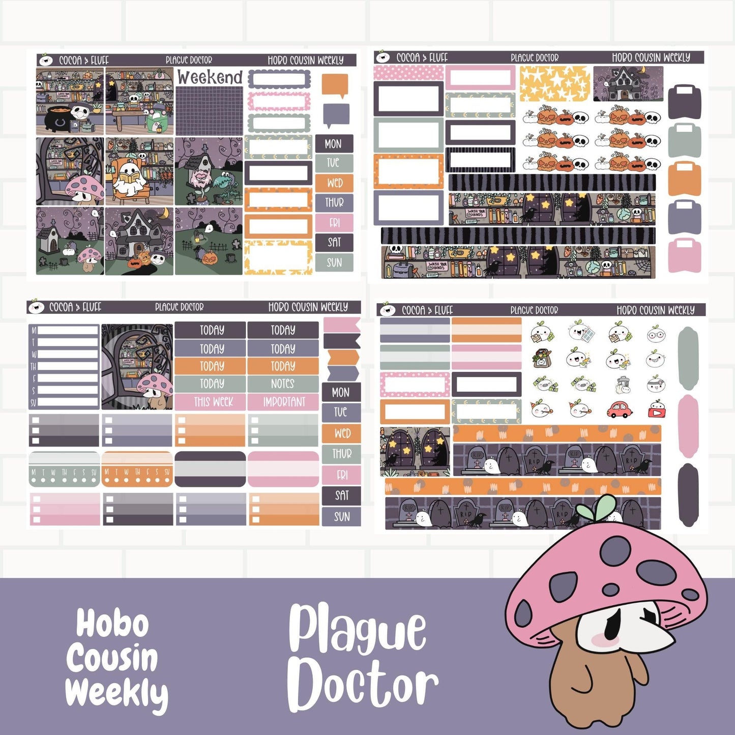 Plague Doctor Hobo Cousin Weekly Sticker Kit