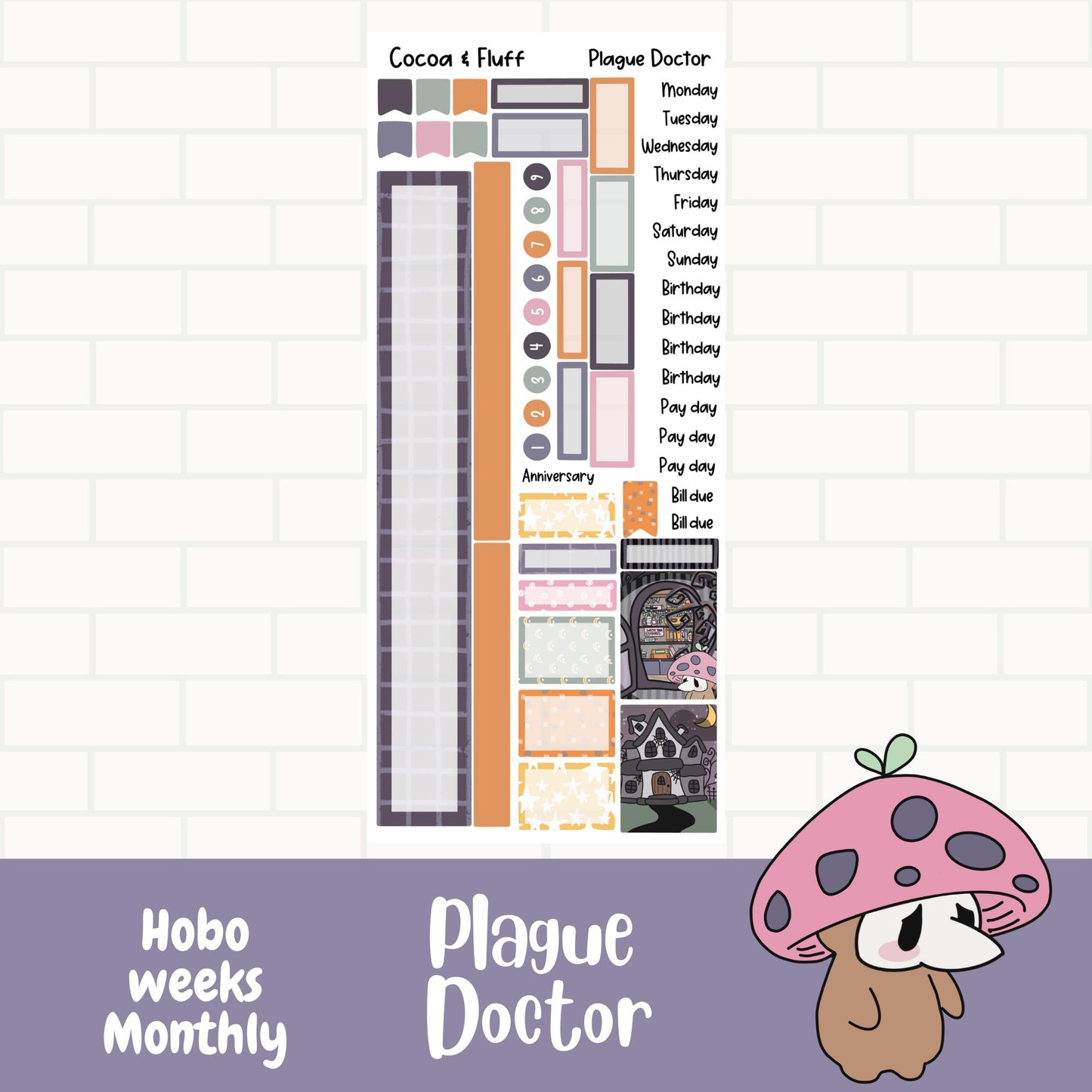 Plague Doctor Hobo Weeks Monthly Sticker Kit