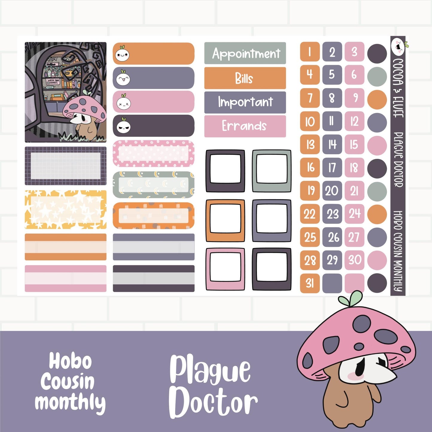 Plague Doctor Hobo Cousin Monthly Sticker Kit