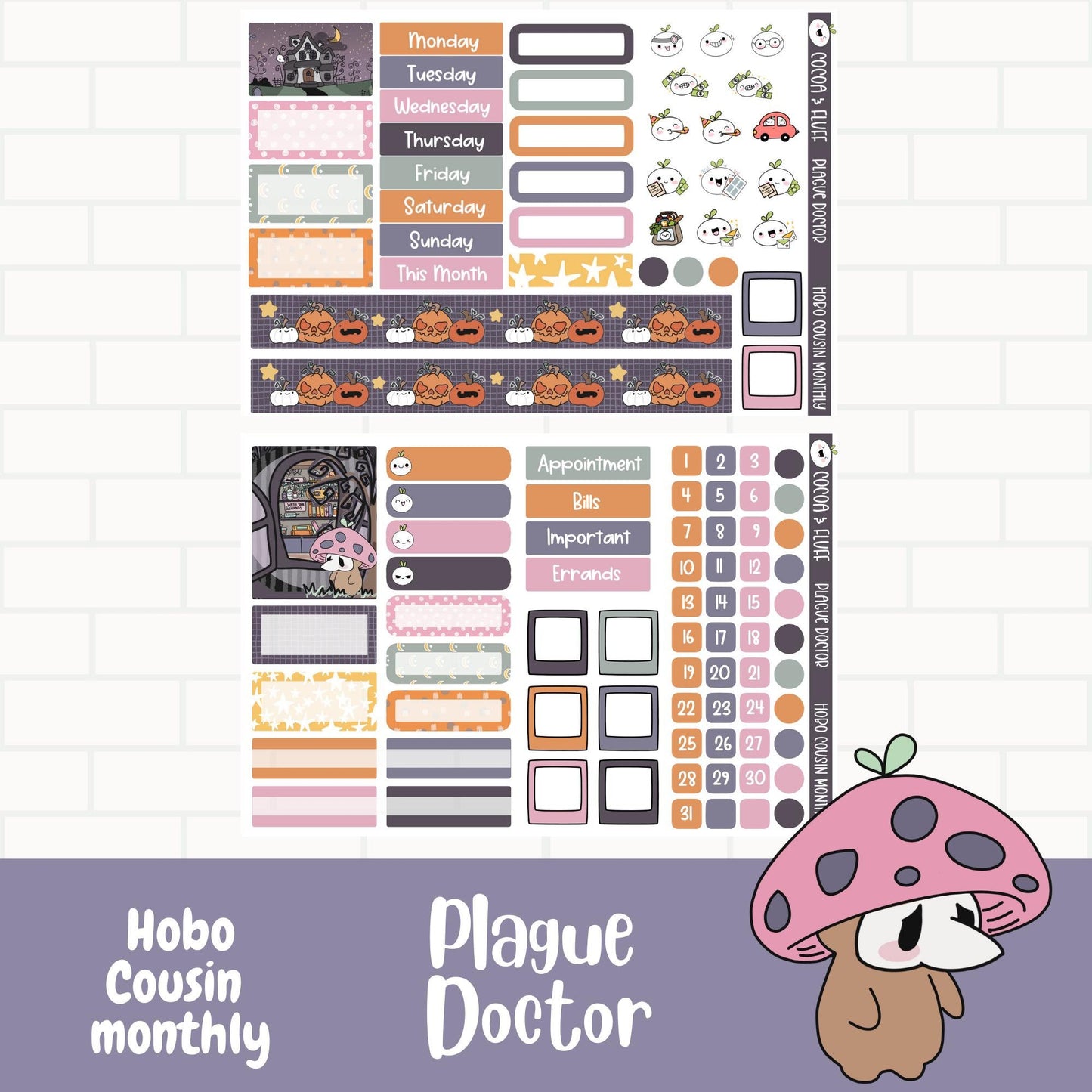 Plague Doctor Hobo Cousin Monthly Sticker Kit