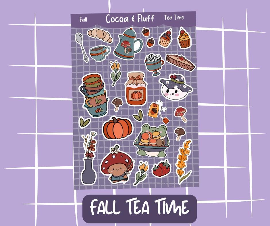 Fall Tea Time Deco Sticker Sheet