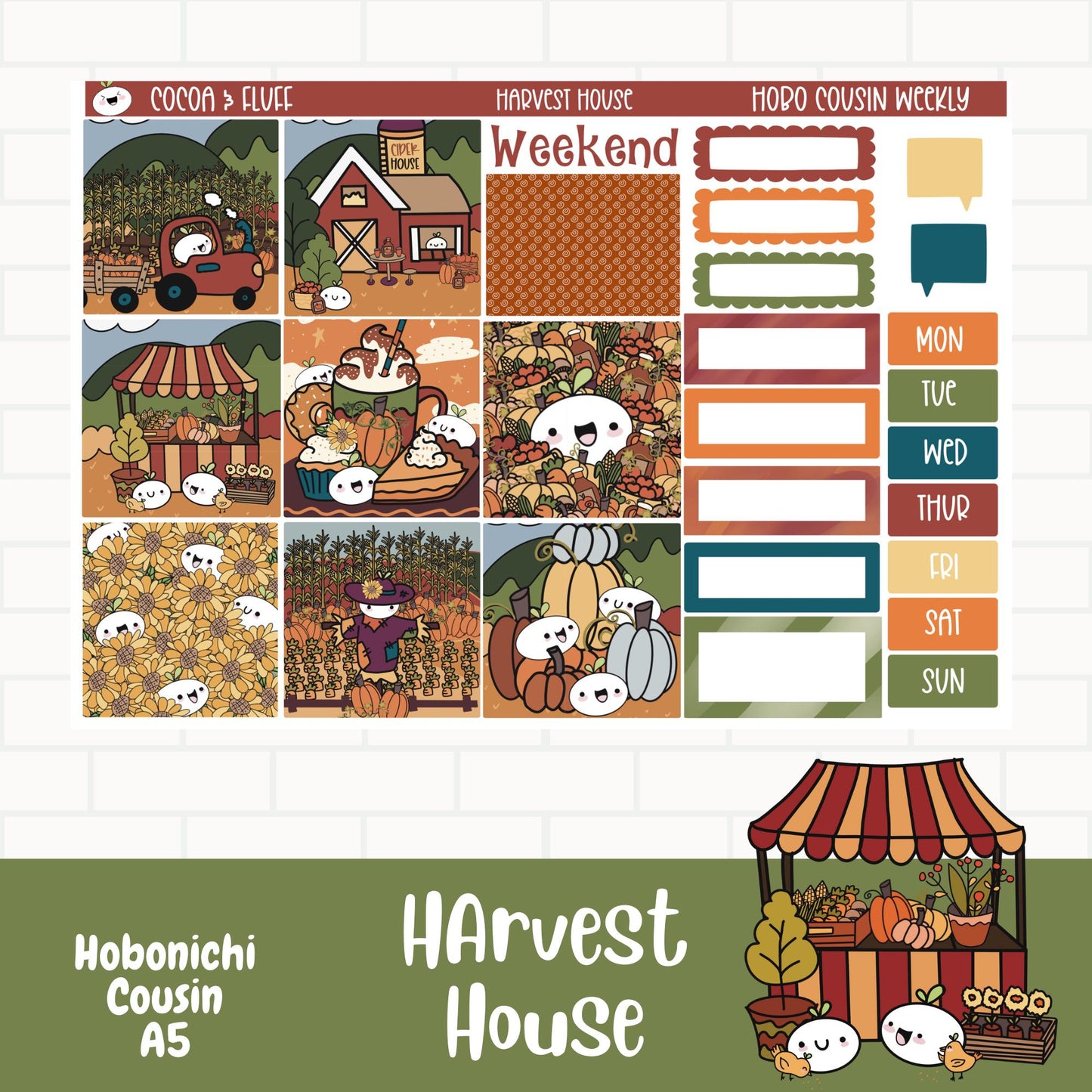 Harvest House Hobonichi Cousin Weekly Sticker Kit