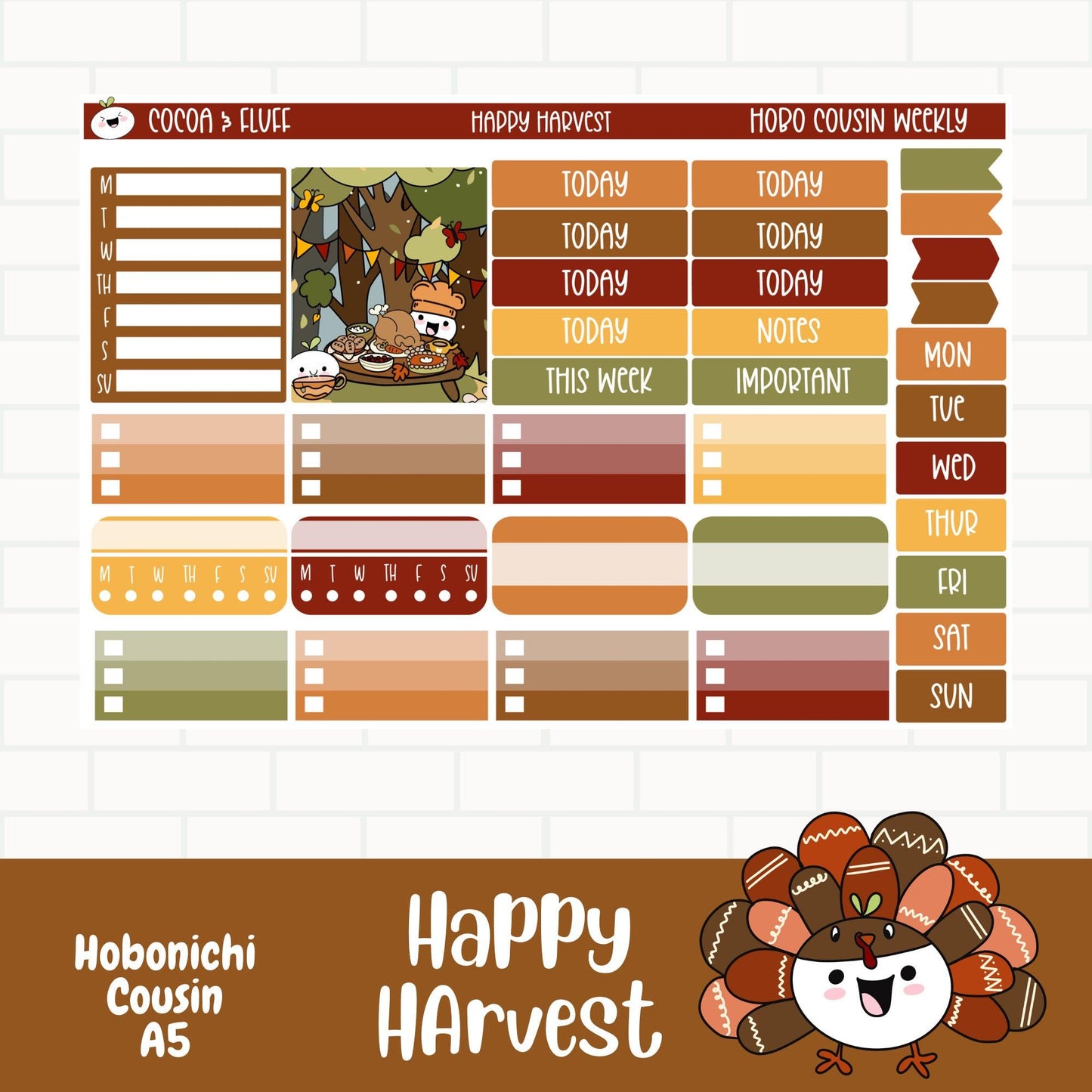Happy Harvest Hobonichi Cousin Weekly Sticker Kit