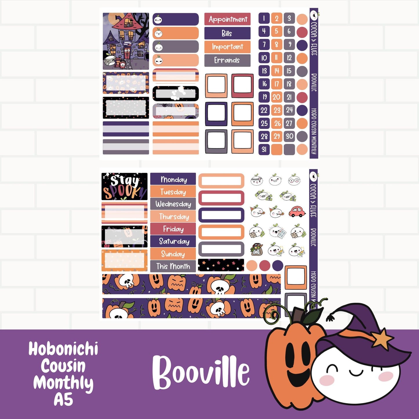 Booville Hobonichi Cousin Monthly Sticker Kit