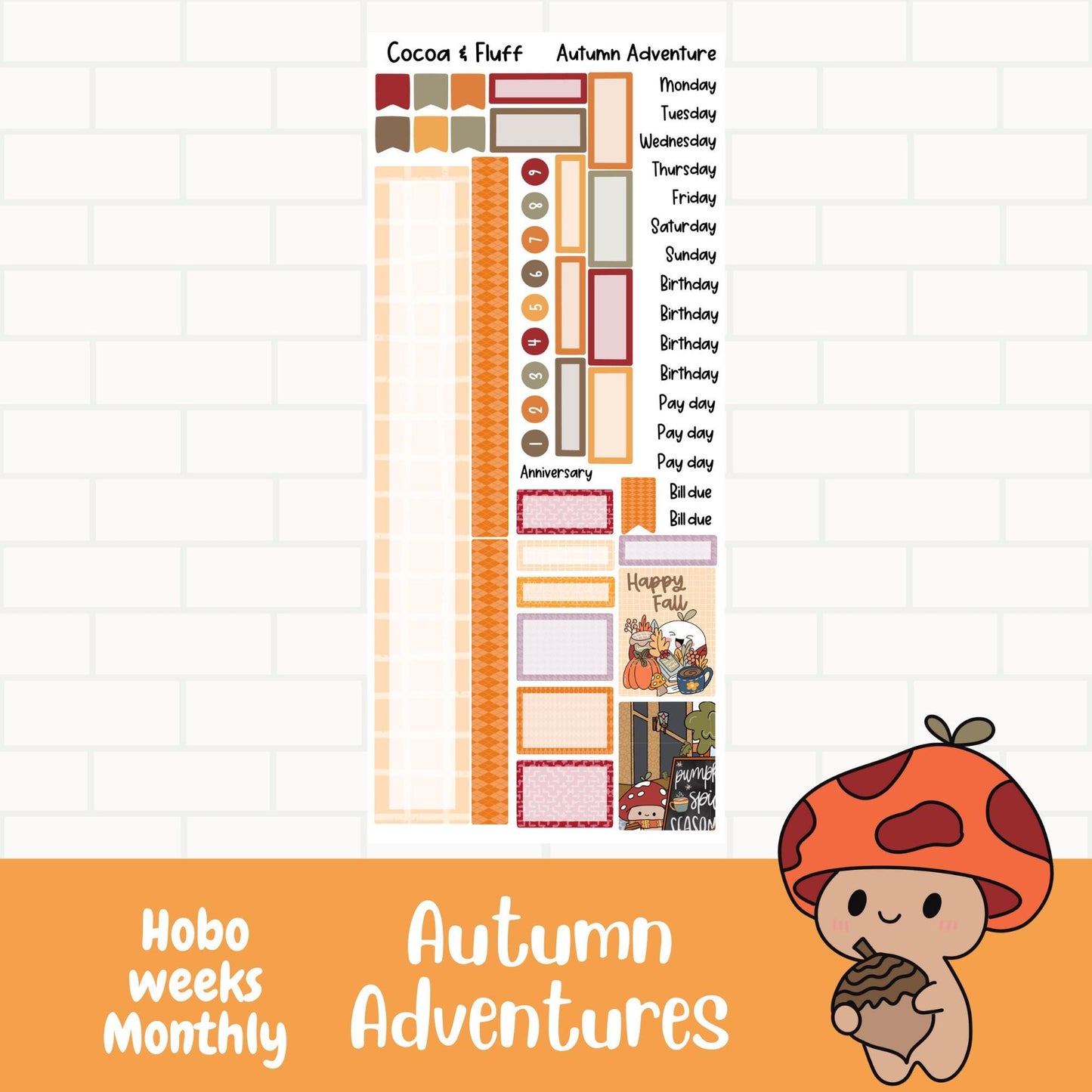 Autumn Adventures Hobo Weeks Monthly Stickers