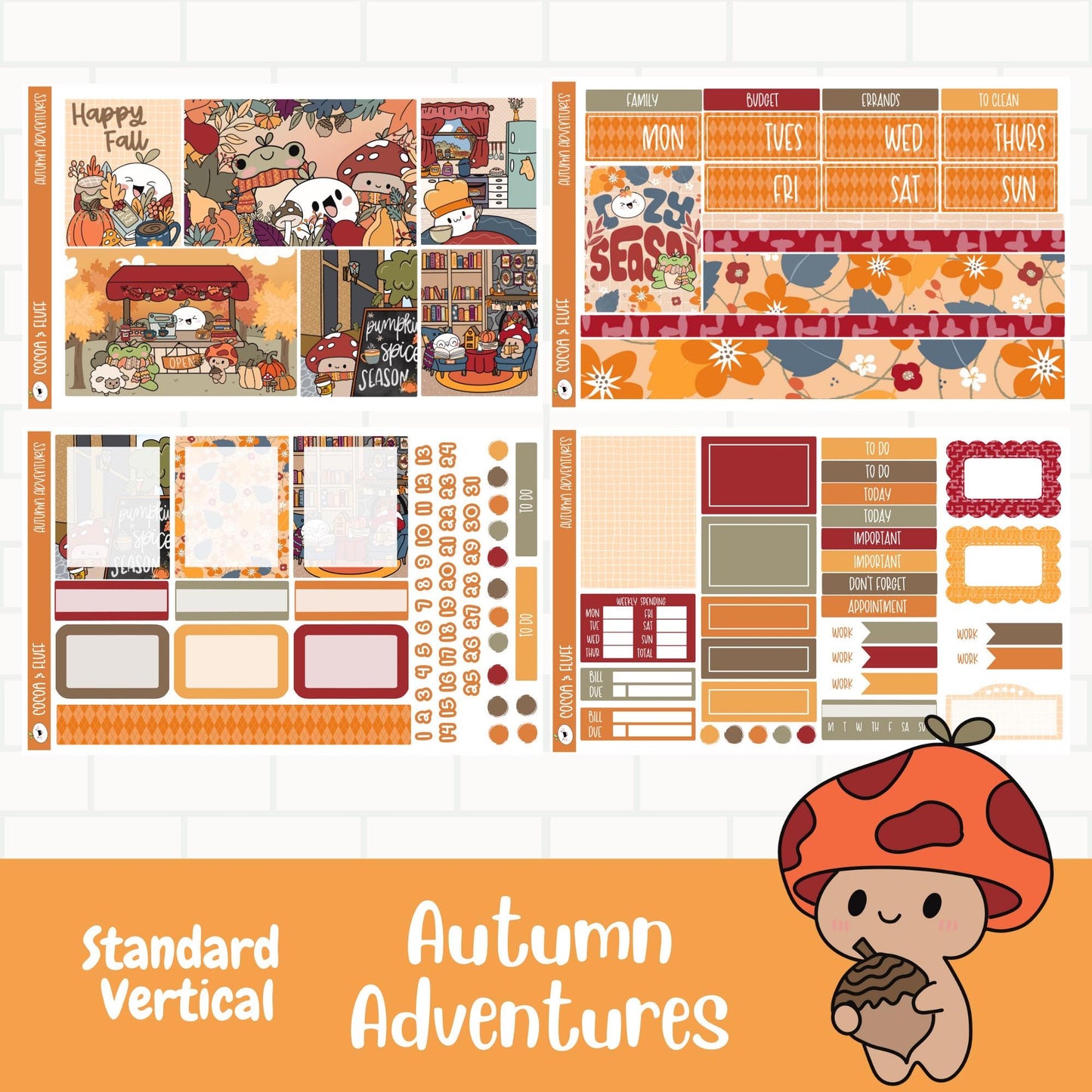 Autumn Adventures Standard Vertical Weekly Planner Sticker Kit