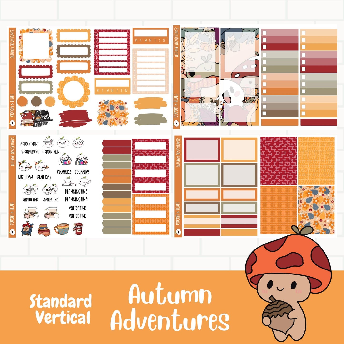 Autumn Adventures Standard Vertical Weekly Planner Sticker Kit
