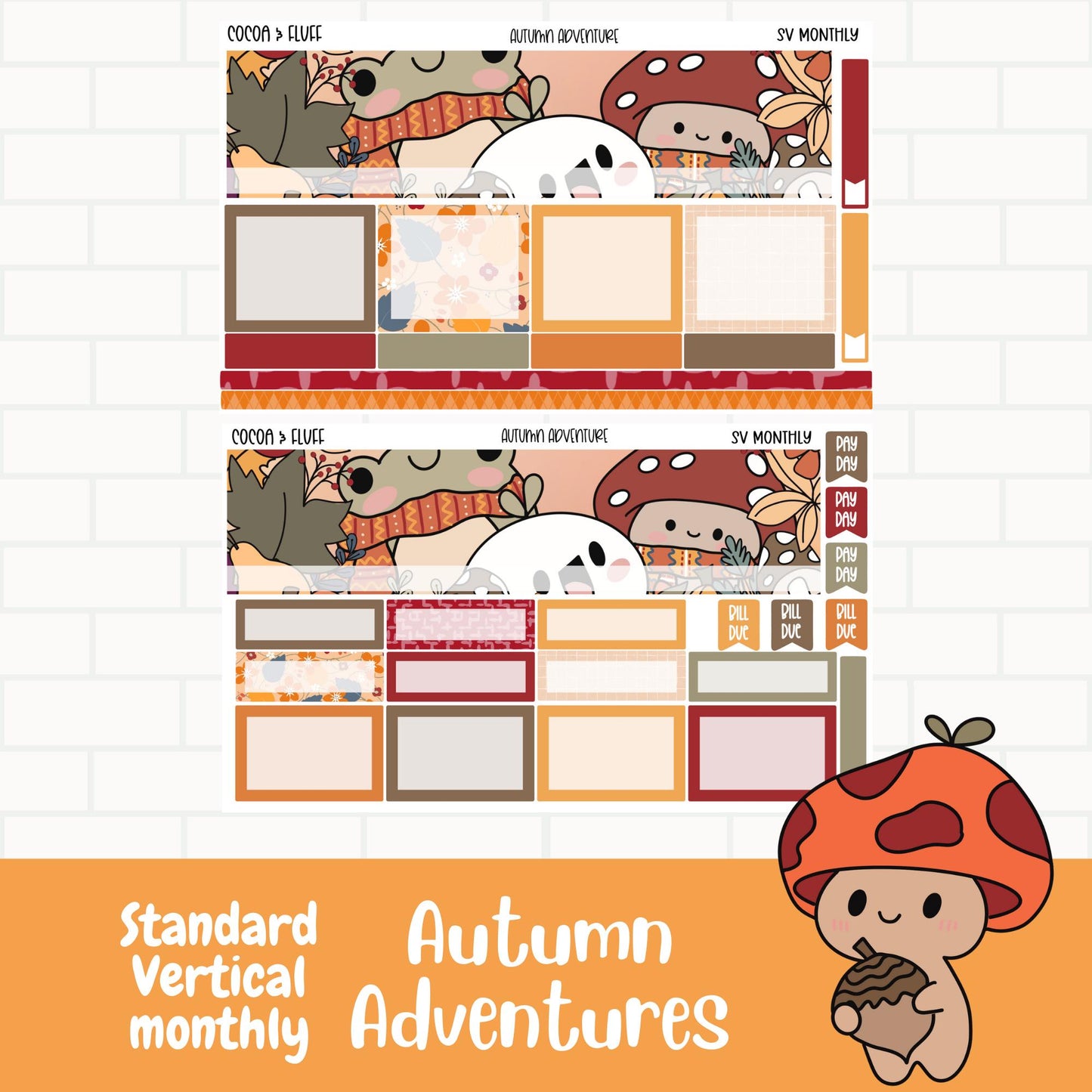 Autumn Adventures Standard Vertical Monthly Sticker Kit