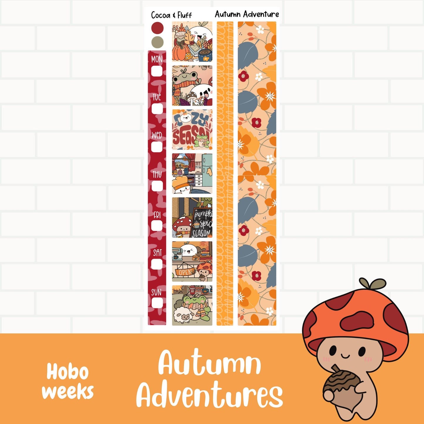 Autumn Adventures Hobo Weeks Weekly Planner Sticker Kit