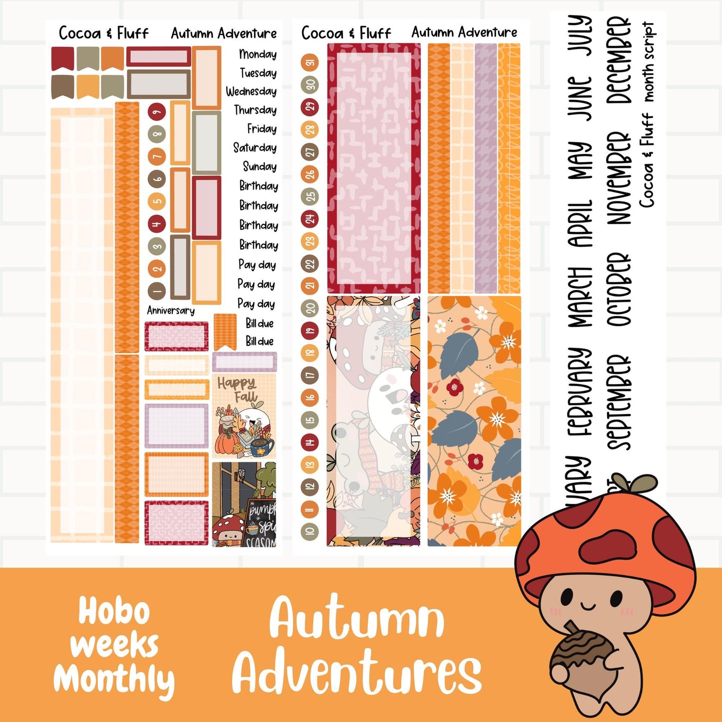 Autumn Adventures Hobo Weeks Monthly Stickers