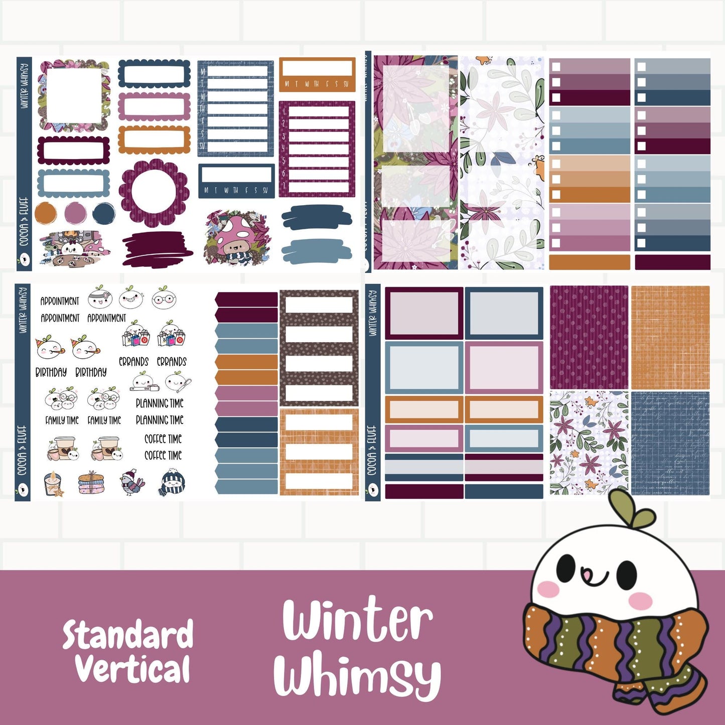Winter Whimsy Standard Vertical Stickers