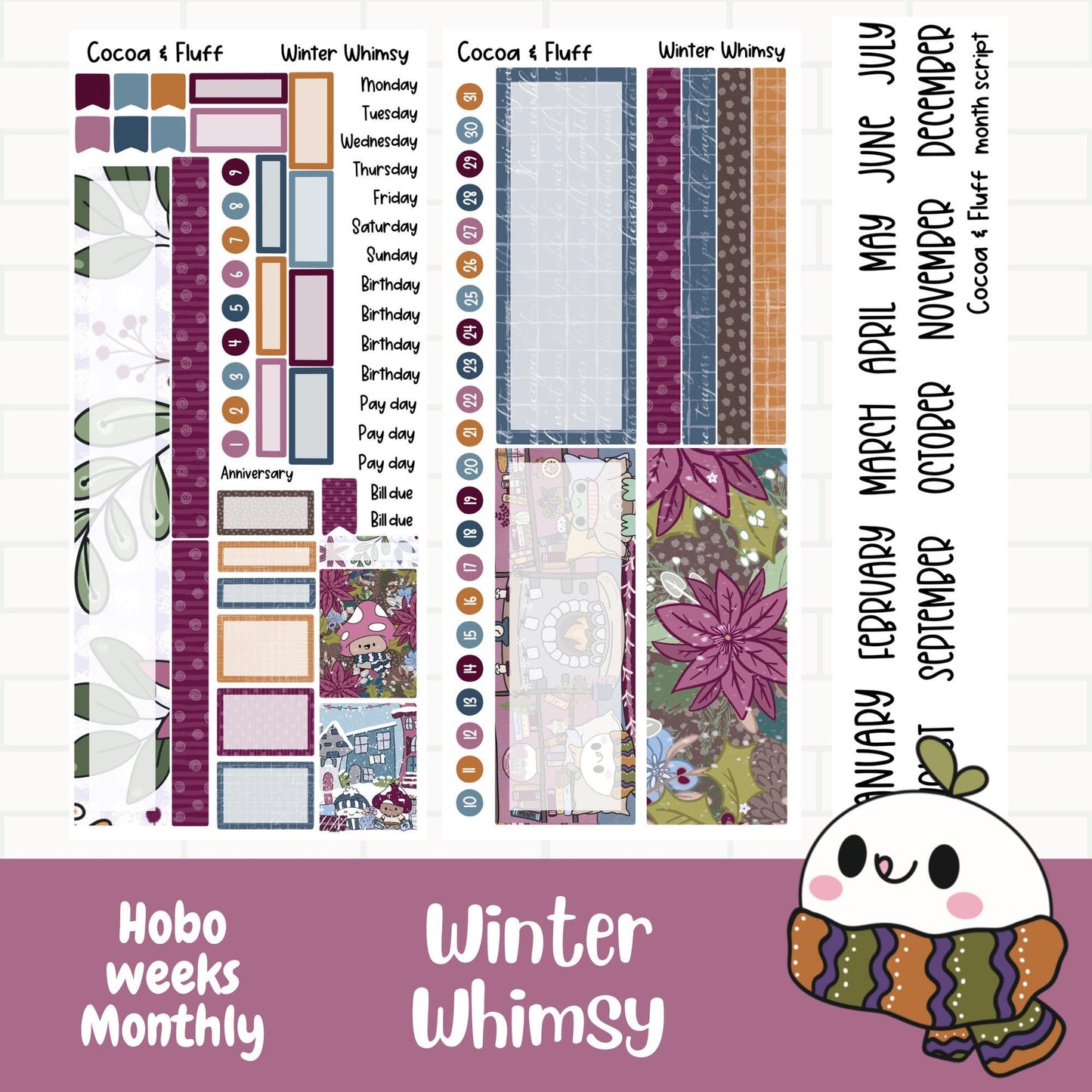 Winter Whimsy Adventures Hobo Weeks Sticker Kit