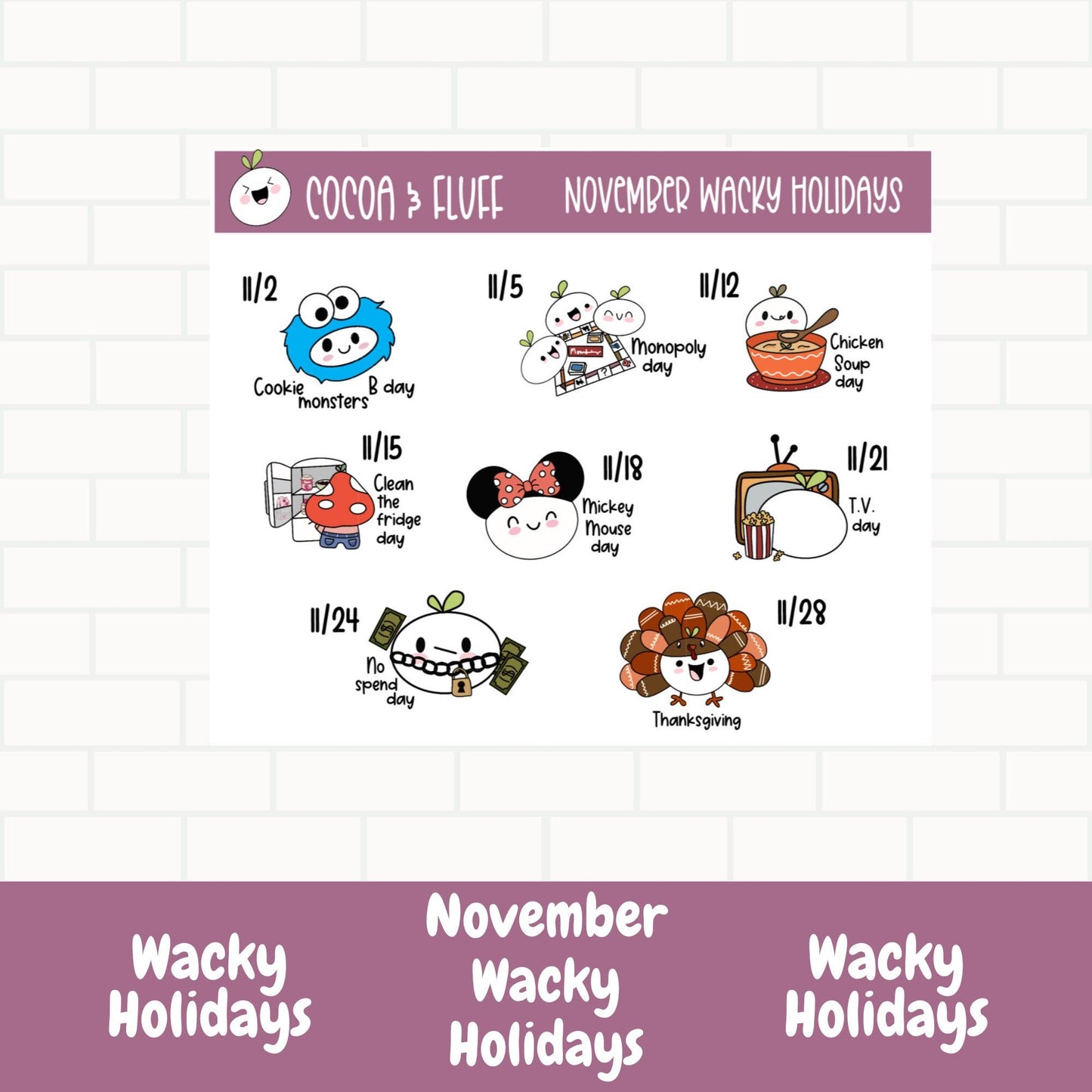 Wacky Holidays Leafy Planner Icons
