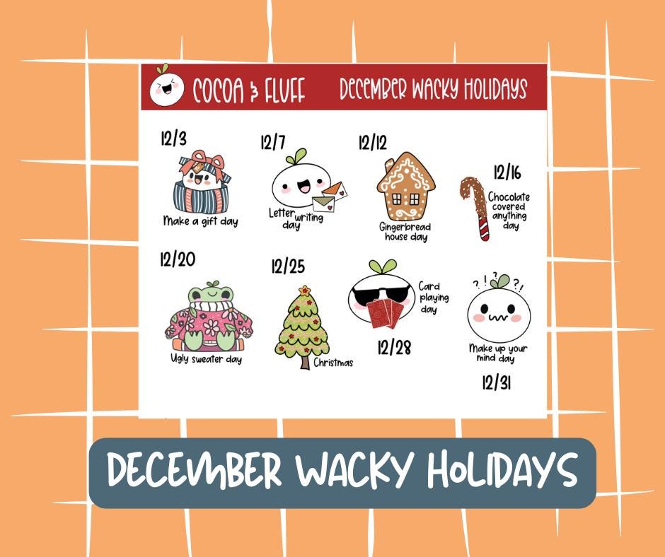 Wacky Holidays Leafy Planner Icons