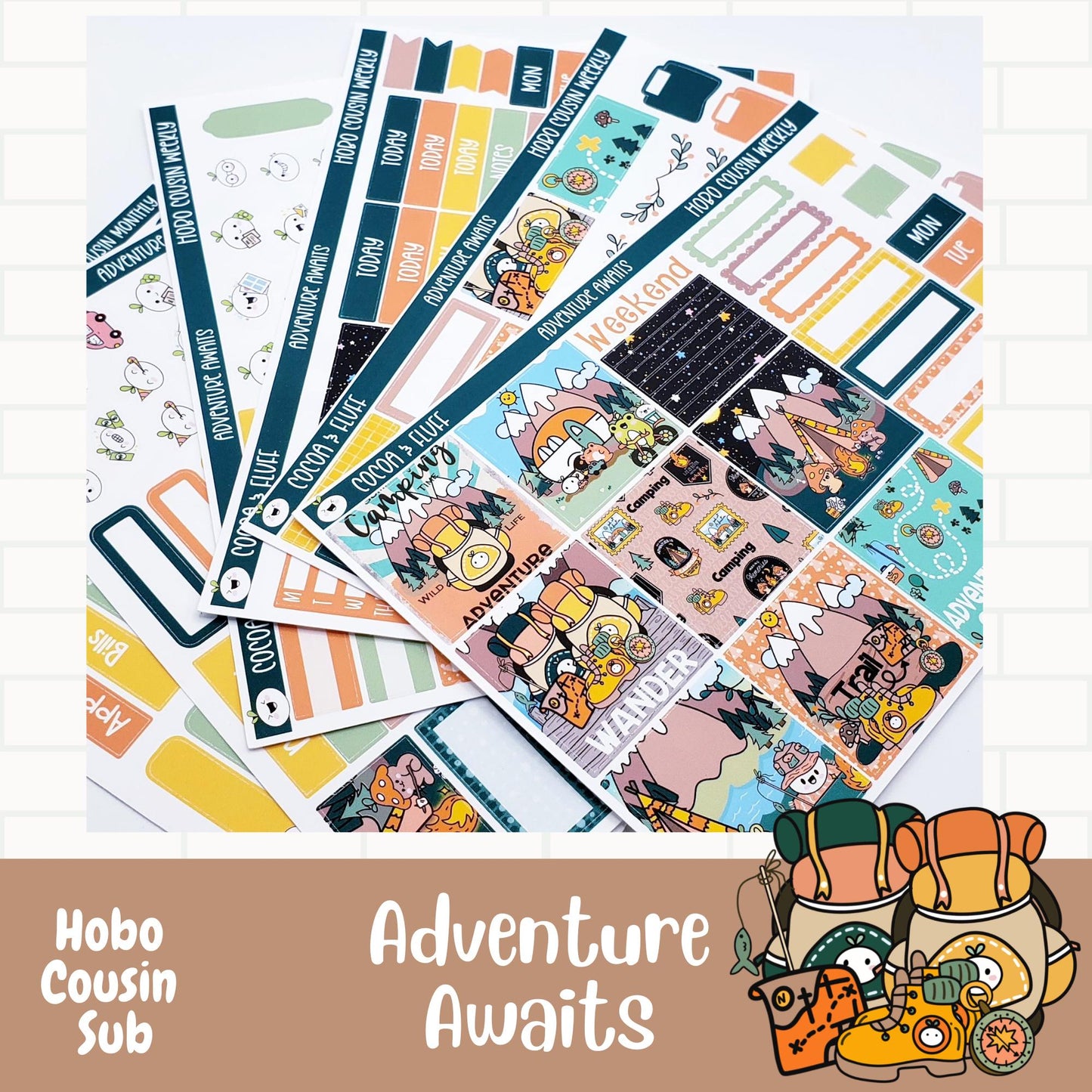 Adventure Awaits Hobonichi Cousin Weekly Planner Stickers