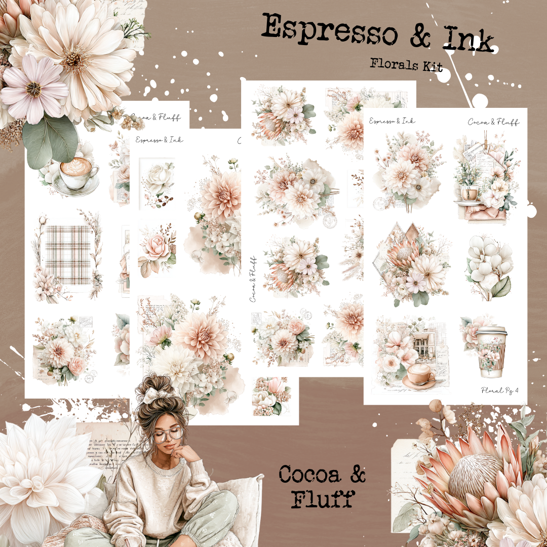 Florals Mini Journaling Kit - Espresso & Ink