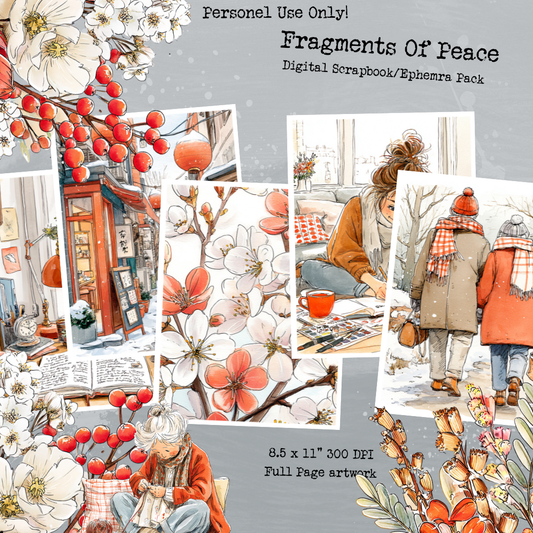 Fragments of Peace – Digital Scrapbook + Ephemera Pack | Printable Journal & Collage Kit