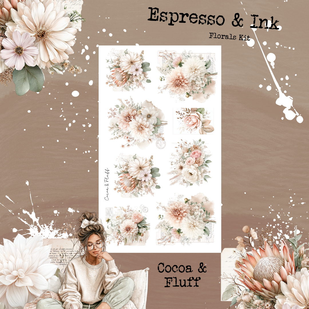 Florals Mini Journaling Kit - Espresso & Ink