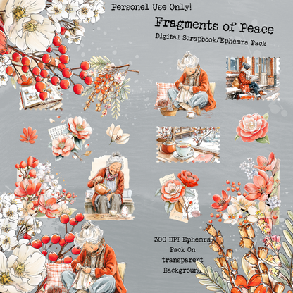 Fragments of Peace – Digital Scrapbook + Ephemera Pack | Printable Journal & Collage Kit