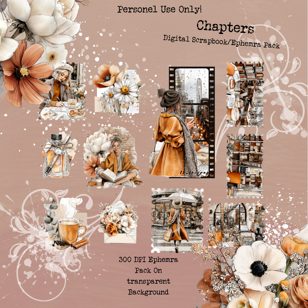 Chapters – Digital Scrapbook + Ephemera Pack | Printable Journal & Collage Kit