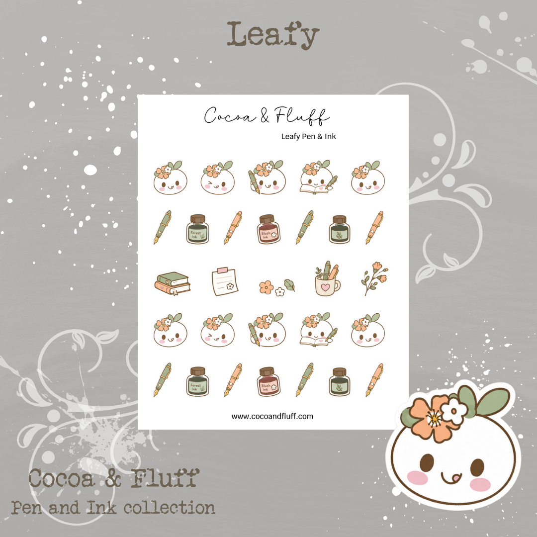 Leafy – Pen & Ink Icons Sticker Sheet