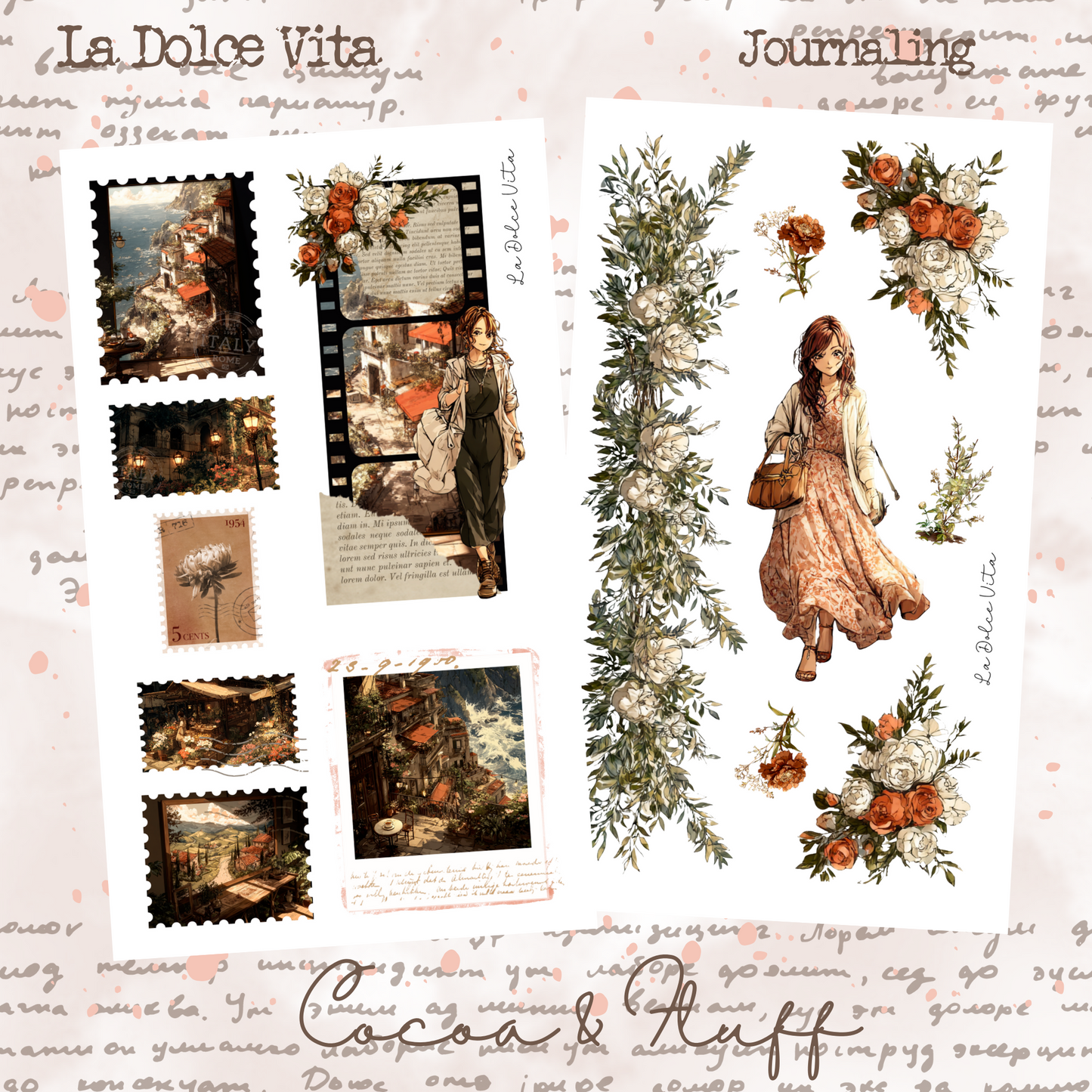 La Dolce Vita, Italian-inspired 12 Page Journaling Stickers