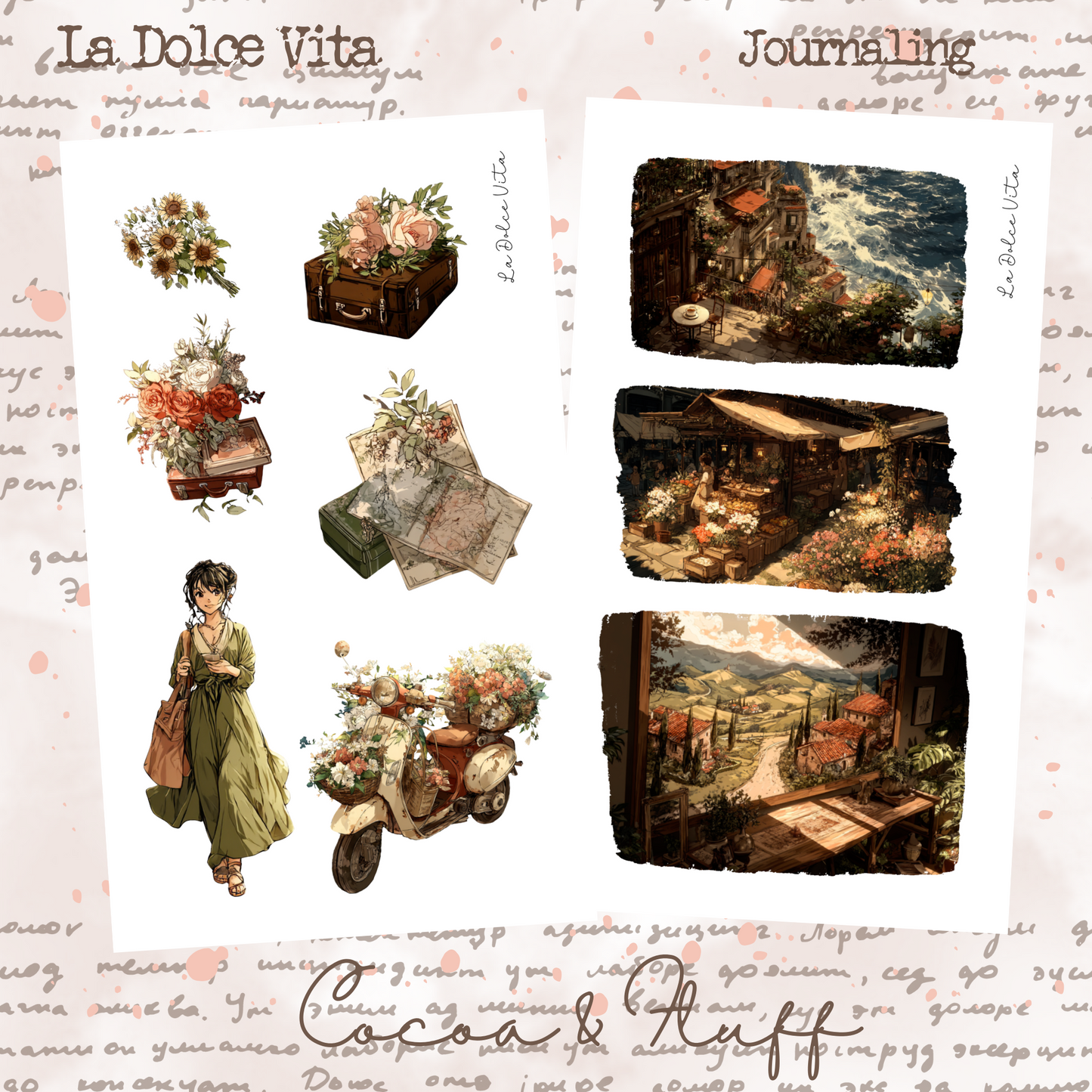 La Dolce Vita, Italian-inspired 12 Page Journaling Stickers