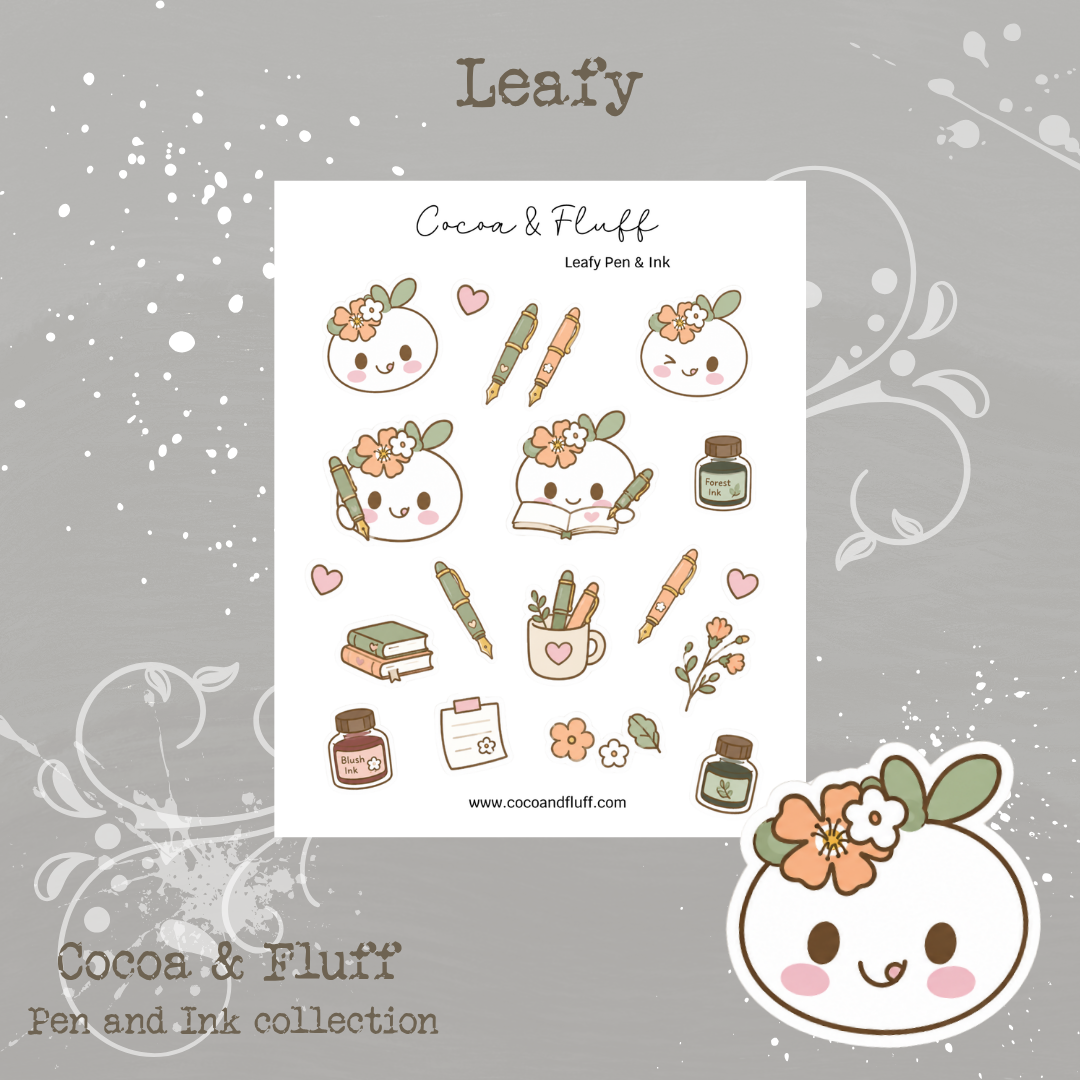 Leafy – Pen & Ink Deco Sticker Sheet