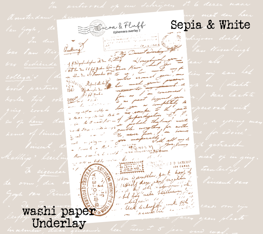Collage Underlay Stickers for Journals & Planners | Washi Paper | Sepia and White