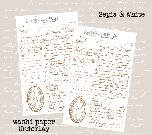 Collage Underlay Stickers for Journals & Planners | Washi Paper | Sepia and White